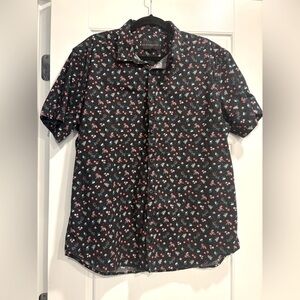No Boundries Short Sleeve Button Down Micro Floral Dress Shirt Mens Large School